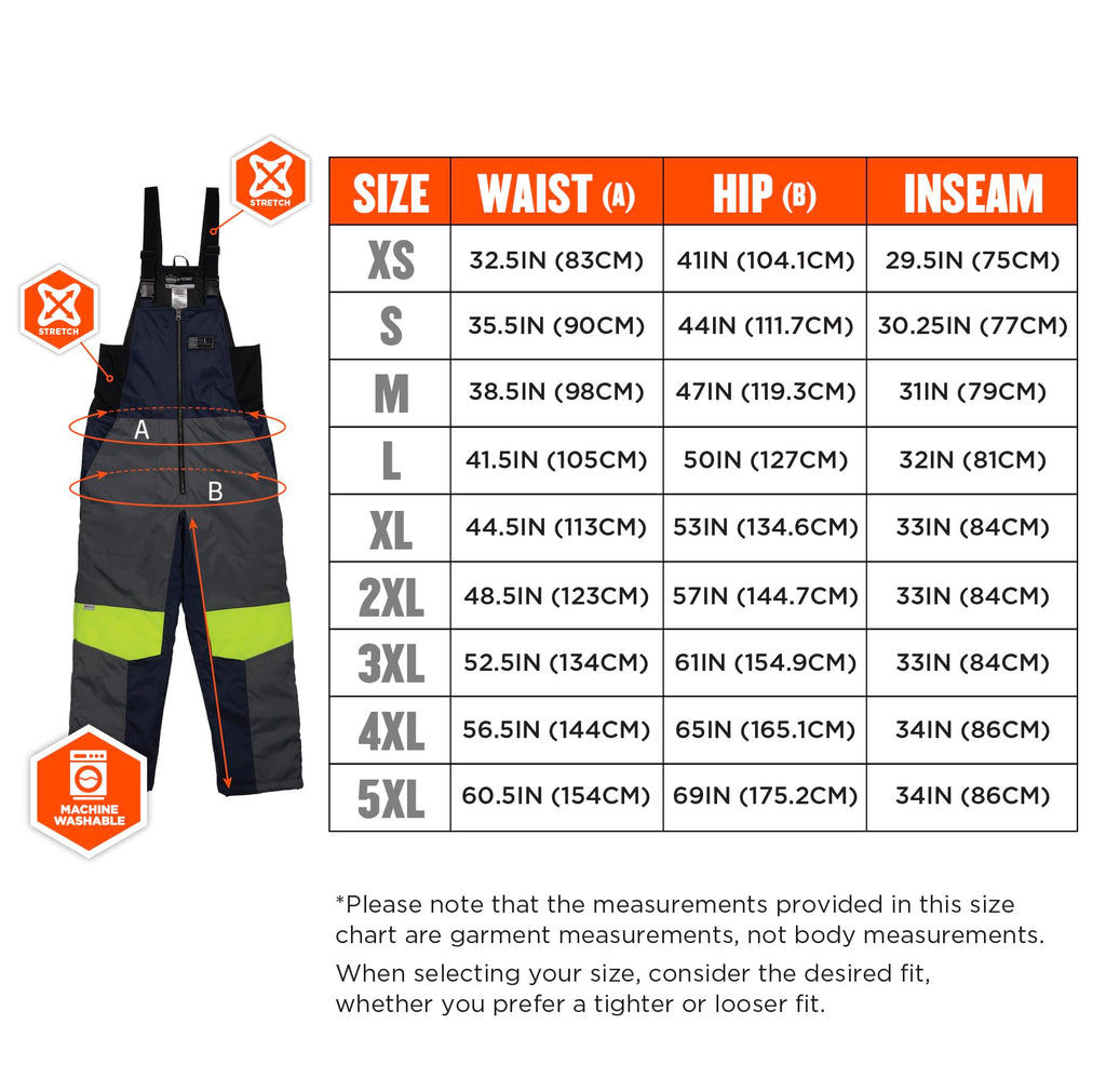 Ergodyne N-Ferno 6477 Insulated Freezer Bib Overalls, Cold Storage Work Gear