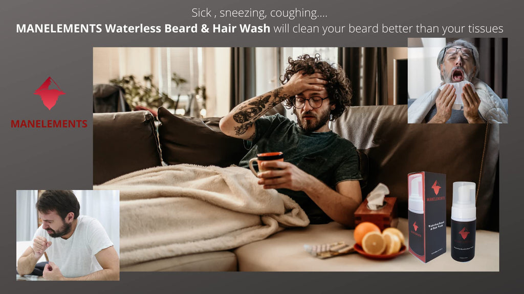 manelements Waterless Beard and Hair Cleansing Shampoo with Coconut Oil - Volumizes, Softens & Strengthens