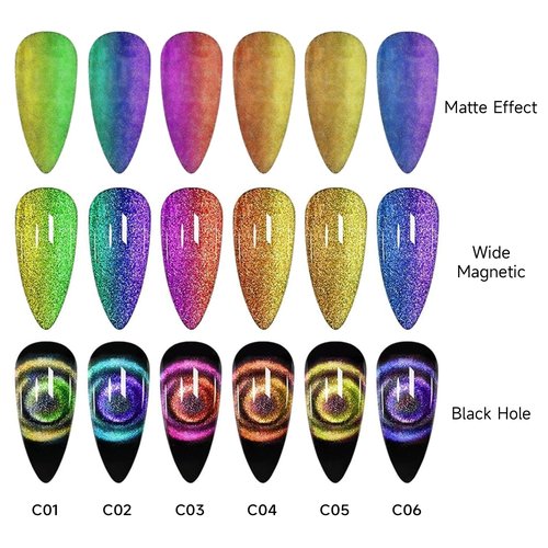 TWOEIGHT Cat Eye Gel Nail Polish, Magnetic 9D Cat Eye Gel Polish Set, 8ml*6 with 1Magnets, Classic Colors Chameleon Magic Galaxy Effect Soak off Nail Art - Sparkle Stunning Gel Polish Gift for Women
