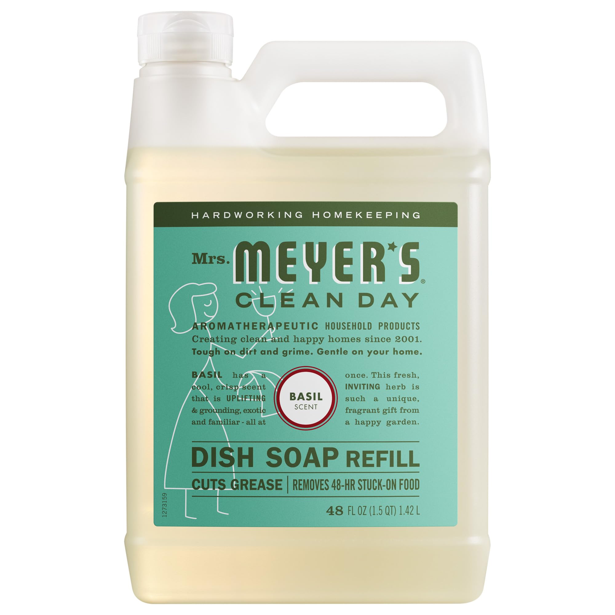 MRS. MEYER'S CLEAN DAY Liquid Dish Soap Refill, Basil, 48 fl. oz