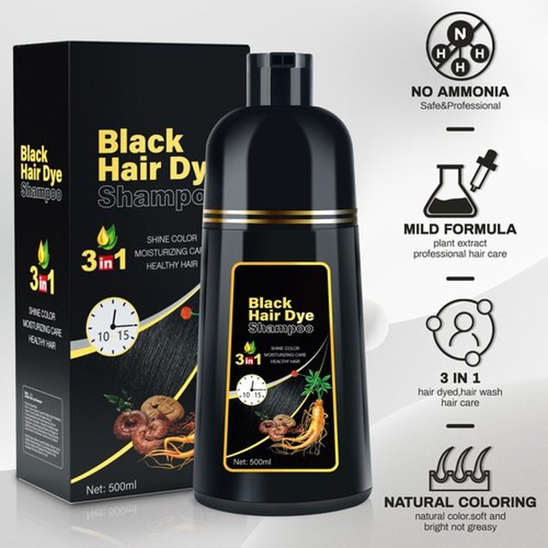 cosmpro Black Hair Dye Shampoo 3 in 1 Champu Para Canas for Gray Hair Coverage, Natural Herbal Black Hair Color Shampoo for Women, shampoo para pintar el cabello