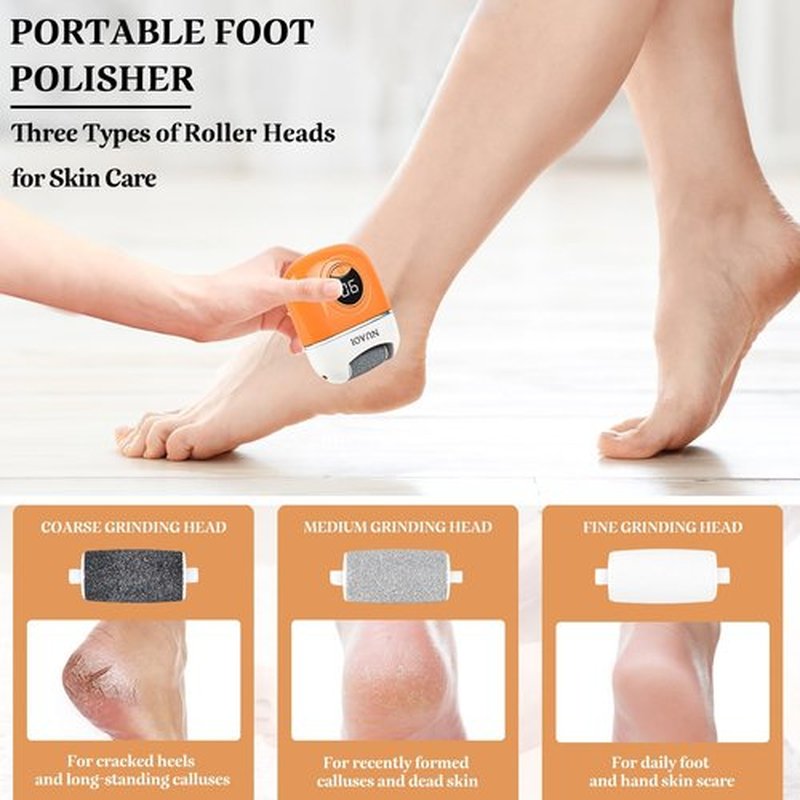 Electric Callus Remover Foot File - Rechargeable Callus Remover Pedicure Tools for Feet Foot Scrubber File Foot Care Grinder with 3 Grinding Heads 2 Speeds for Men Women Dry Callus Dead Skin (Orange)