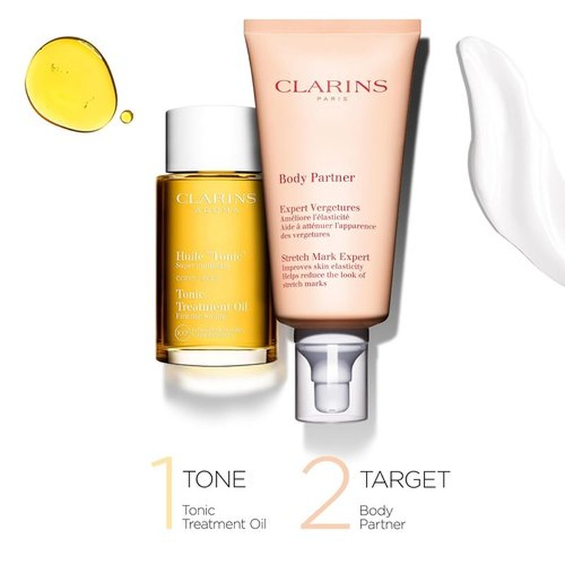 Clarins Tonic Body Treatment Oil - Improve Skin Elasticity & Firmness | 100% Natural Plant Extracts | 3.4 Fl Oz