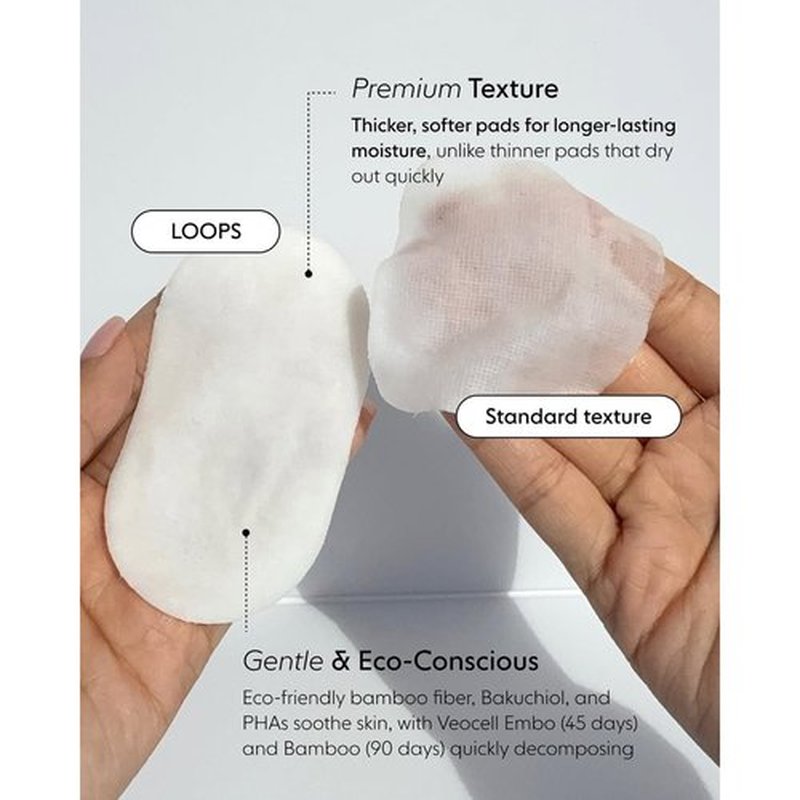 LOOPS Milky Cleanser Korean Skincare - Deep Cleansing and Hydrating Skin Care - Pre-soaked Bamboo Facial Cleansing Pads - Facial Wash with Milky Oil Complex - Oil Cleanser for Face - Pack of 60