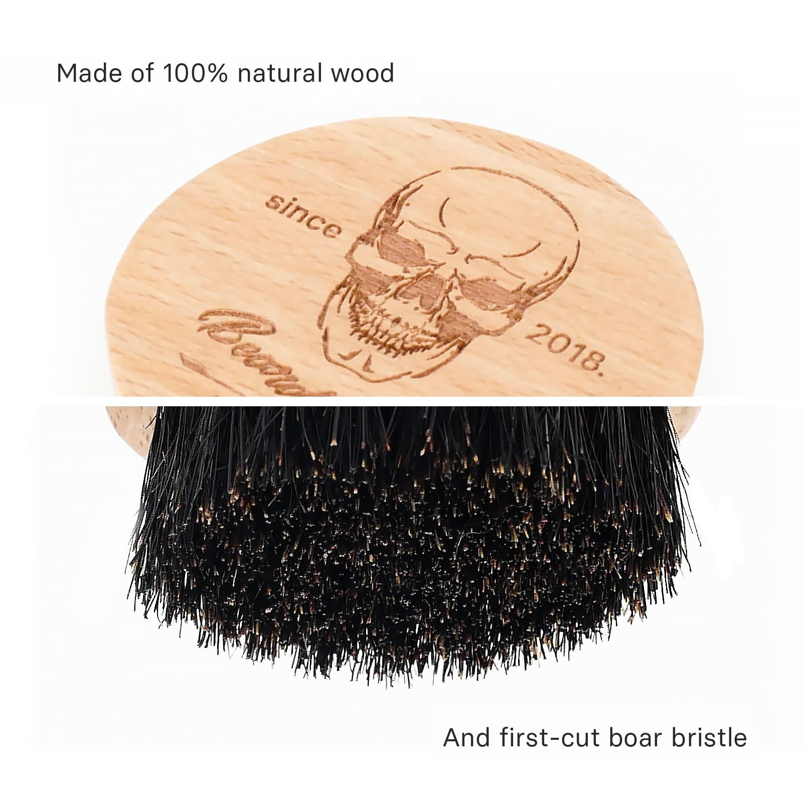 Menesia Small Round Beard Brush, Boar Bristle Wooden Brush for Travel