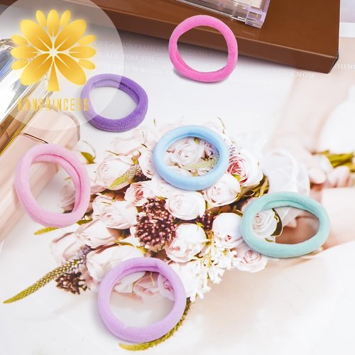 Kanprincess Nylon Hair Ties - No Damage,Strong Soft Cotton Hair Bands Accessories for Thick Hair 100PCS Ponytail Holders for Women Girls