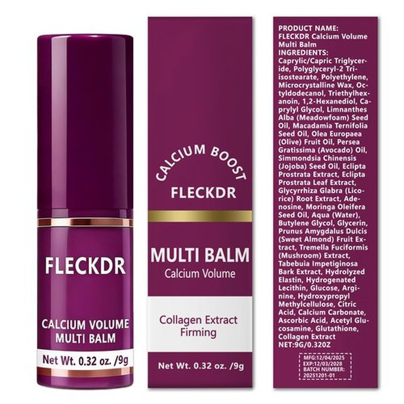 FLECKDR Calcium Multi Balm Stick, Firms & Smooths Fine Lines, Hydrates Face, Eyes, Lips & Neck with Vitamin E & Macadamia Oil, Suitable for All Skin Types, 0.32 oz (Pack of 2)