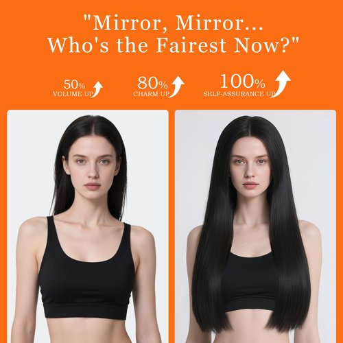 Miskoey Clip in Hair Extensions Real Human Hair, Invisible Seamless Straight Remy Human Hair Extensions Clip ins for Women (1B Natural Black, 18'')