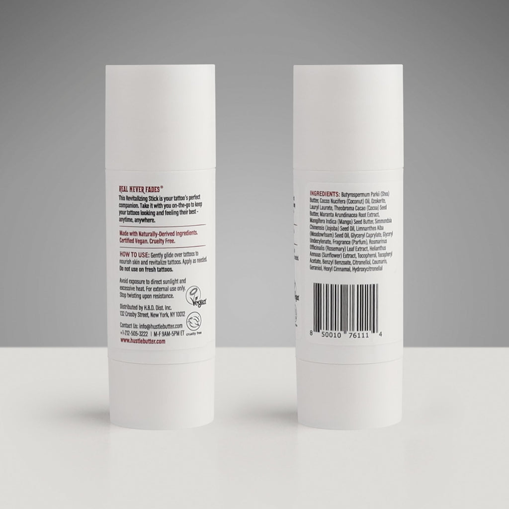 Hustle Butter Tattoo Aftercare - Portable Balm Stick - On The Go Tattoo Aftercare - Naturally Derived Vegan Cruelty Free - Mess Free - 1.6 oz