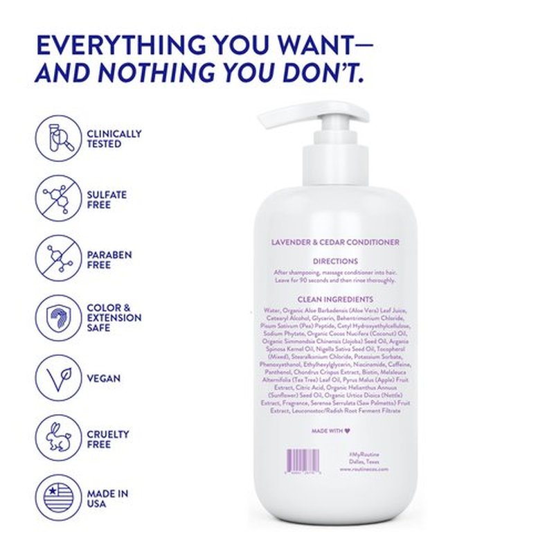 Routine Wellness Anti-Thinning Deep Conditioner for Thinning Hair - DHT Blocker for Hair Loss in Men & Women - Promotes Healthy Hair - Lavender & Cedar 14oz