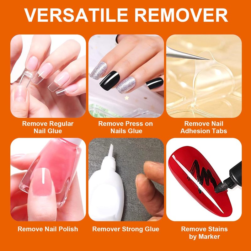 YTRUNS Nail Glue Remover for Press on - 10ML Press On Nail Remover,eatures a pry-off cap for easy,nail removal Remover Easy Removal Debonder for Glue on Tips,containing vitamin E(3 pcs)