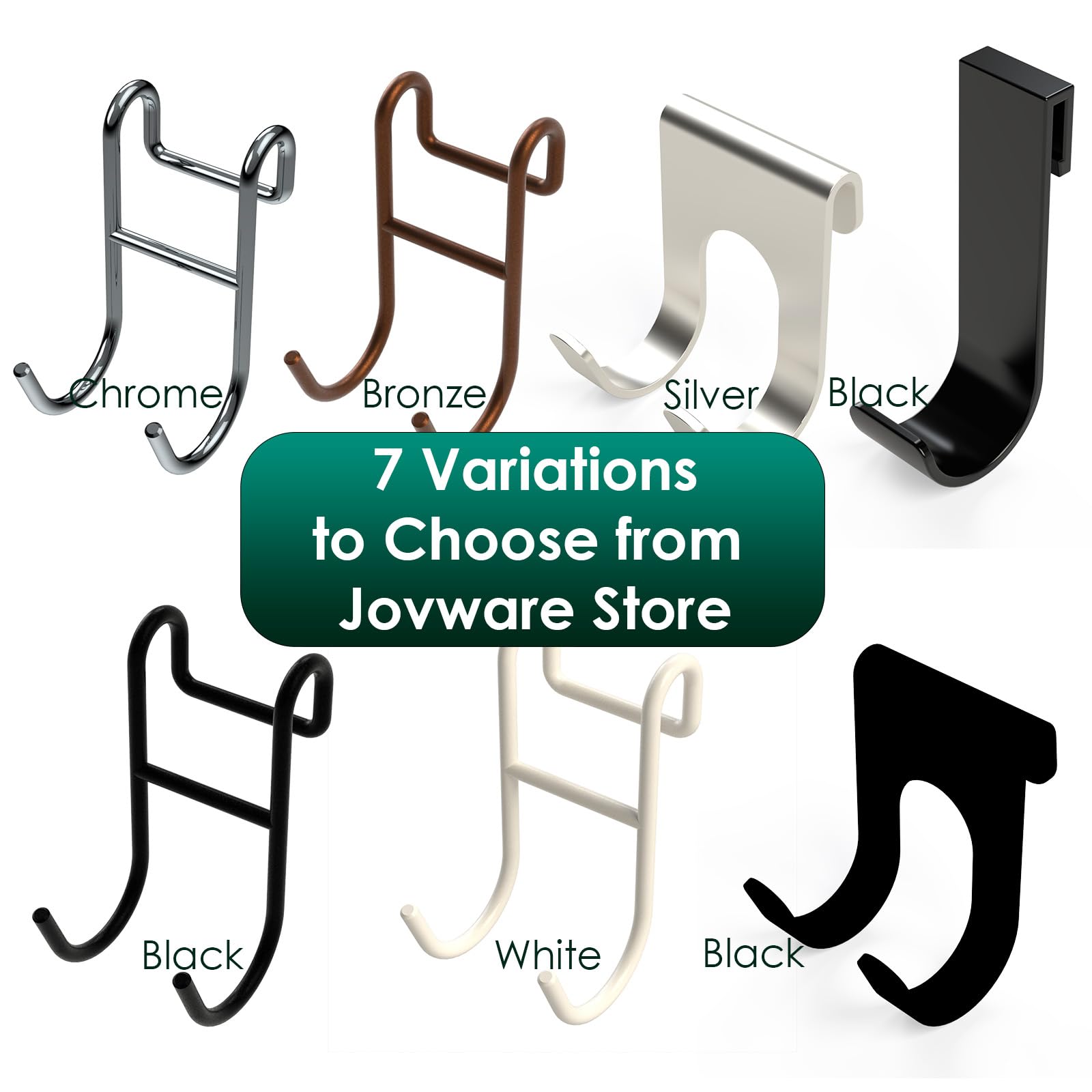 Jovware Shower Caddy Hooks, Razor Hanger for Shelf and Loofah (Black - 1 Closed 1 Open)