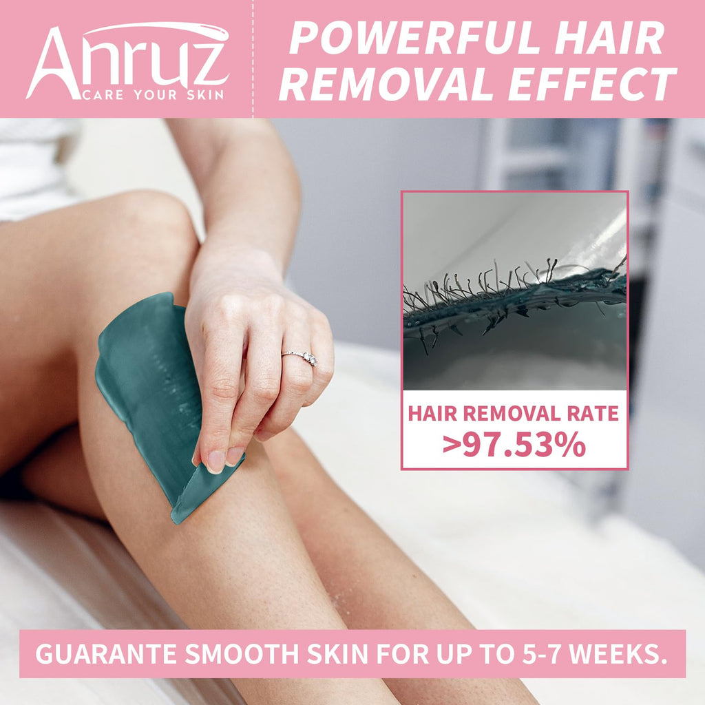 Anruz Waxing Kit for Women Men, 500ML Wax Warmer Kit with Silicone Bowl, 4 Bags Hard Wax Beads and 40 Sticks, Hair Removal Wax Kit for Brazilian Bikini, Face, Eyebrow, Nose, Sensitive Skin, Pink