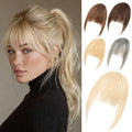 VerveFlux Clip in Bangs, 100% Real Human Hair 8 Inch Light Blonde Mix Bleach Blonde #613 French Bangs Fringe with Temples Real Hair Bangs Extensions Hairpieces Easy Clip-On Design