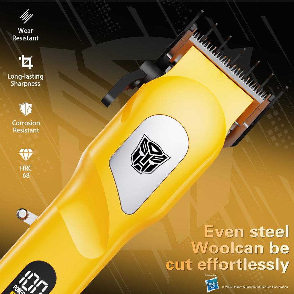 Transformers Hair Clippers for Men, 8500 RPM Professional Cordless Trimmer, Cr13 Stainless No-Snag Blade, 2000mAh LED Display, 5-Level Adjustable & 4 Combs for Home Haircut & Beard Grooming (Black)