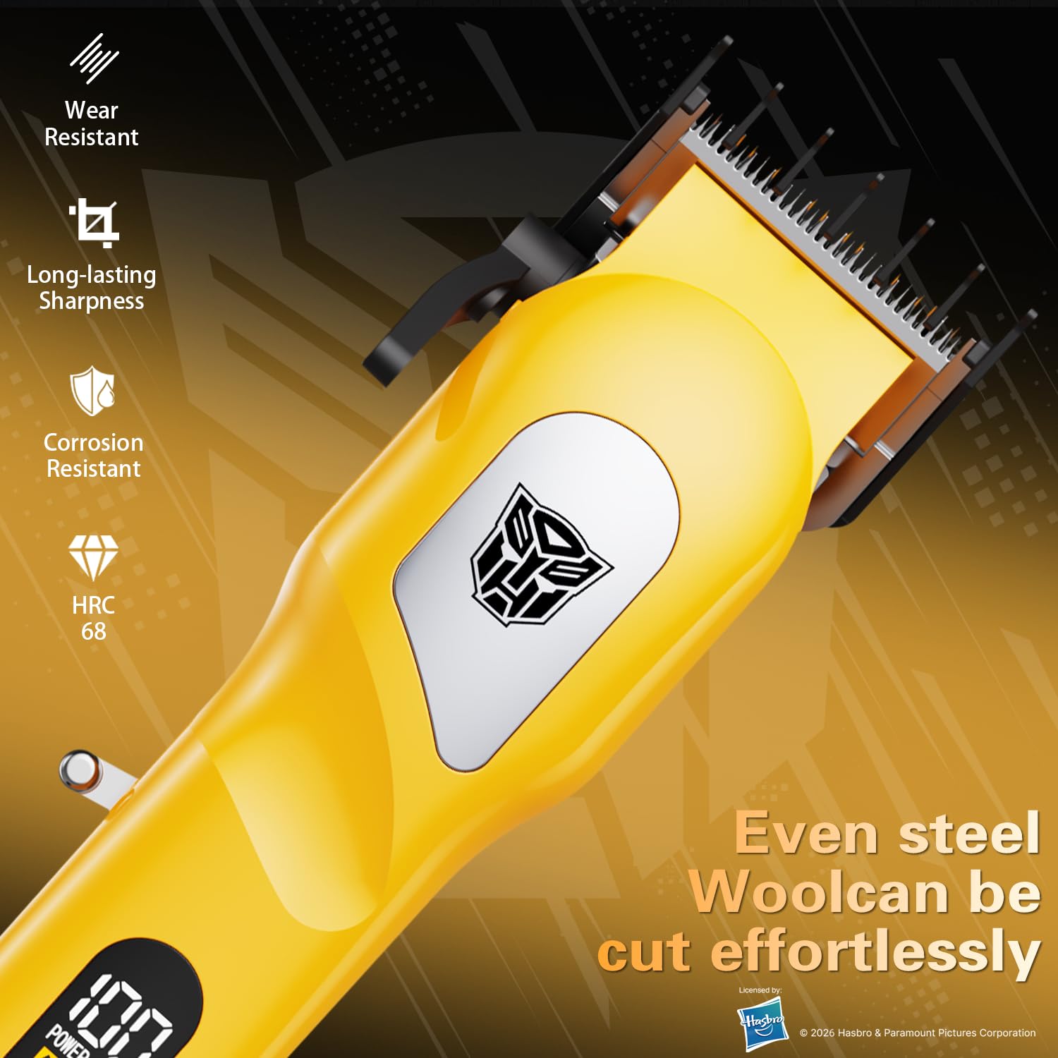 Transformers Hair Clippers for Men, 8500 RPM Professional Cordless Trimmer, Cr13 Stainless No-Snag Blade, 2000mAh LED Display, 5-Level Adjustable & 4 Combs for Home Haircut & Beard Grooming (Black)