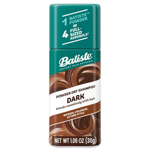 Batiste Dry Shampoo Powder - Oil-Absorbing Formula for Dark Hair | Instant Refresh, TSA Compliant (1.06 oz)