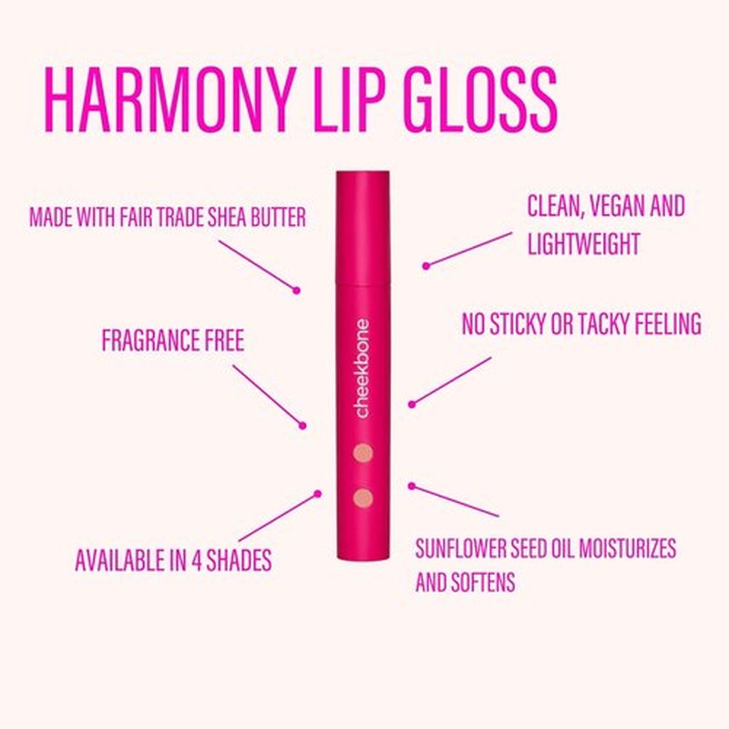 Cheekbone Harmony Lip Gloss - Birch | Moisturizing, Non-Sticky Formula with Shea Butter, Vegan, 0.22 oz.