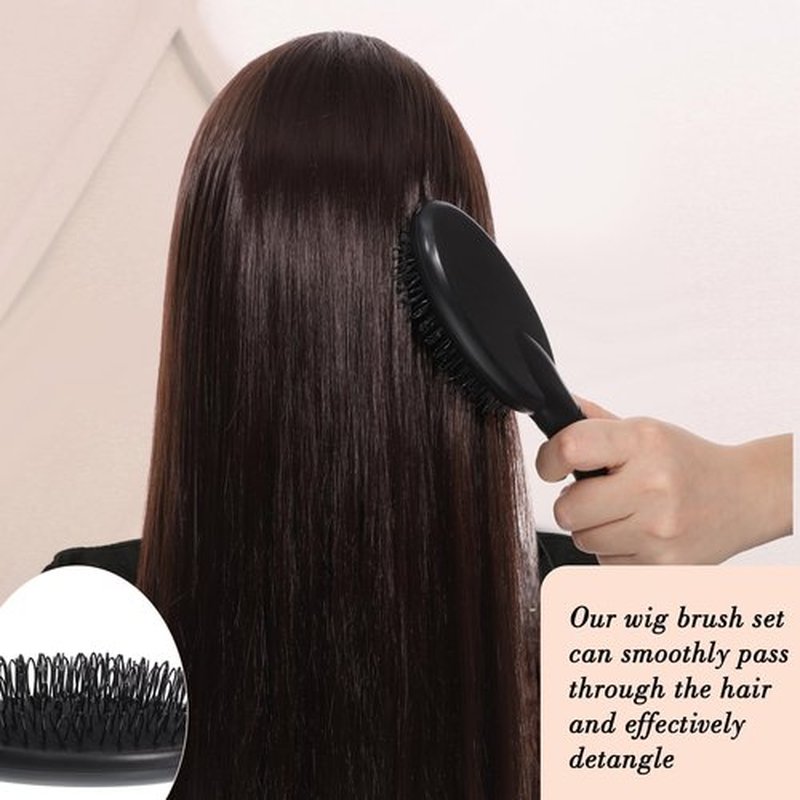 obeoby 3Pcs Wig Brush Comb Set, Loop Wig Brush Hair Extension Wide-Tooth and Edge Combs for Human Wigs and Synthetic Extension