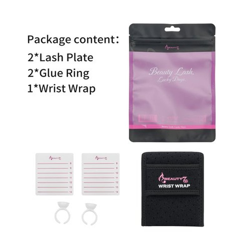 Beauty7 Eyelash Extension Holder Kit Plate Eyelashes Hand Stand Lash Organizer Pallet Base Tray with Adjustable Wrist Wrap Tweezer Professional Individual False Lashes
