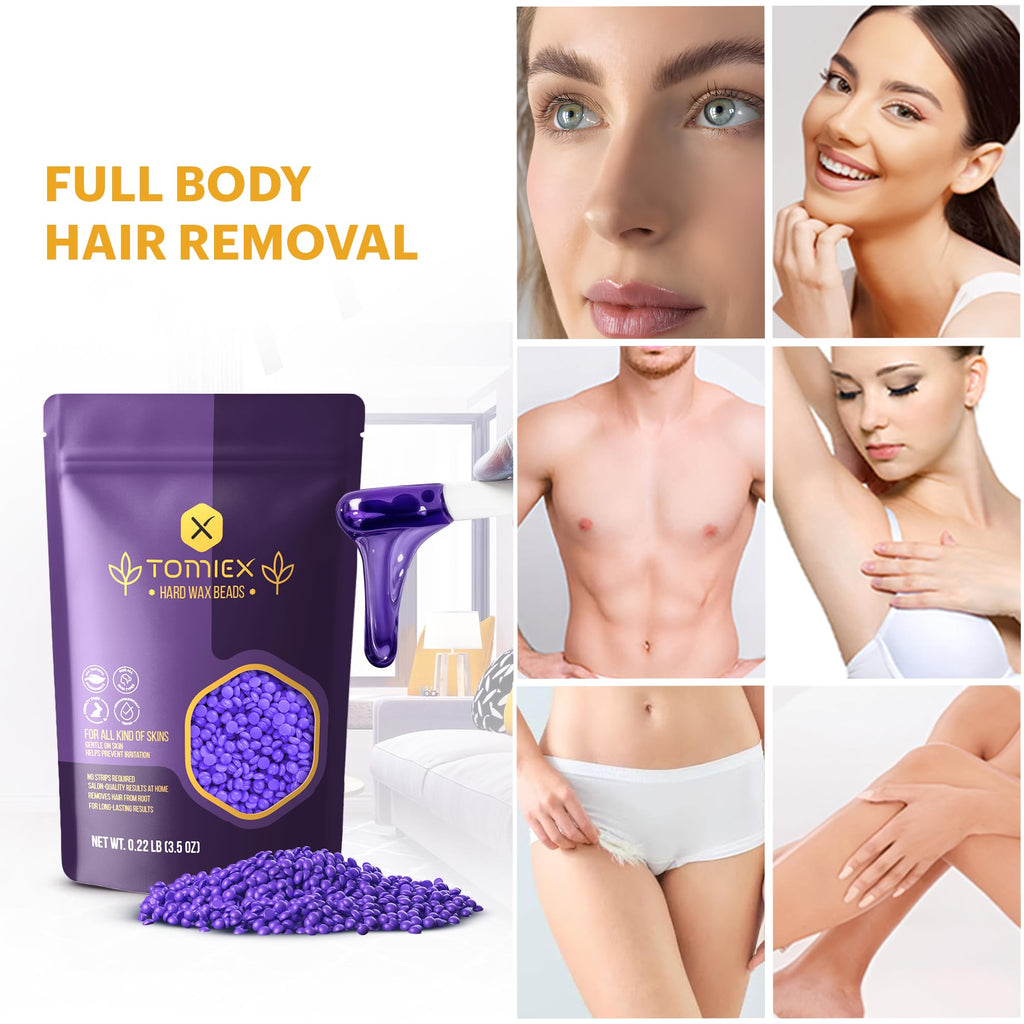 Waxing Kit for Hair Removal – Hard Wax Beads for Brazilian, Full Body, Face, Eyebrows, and Bikini Waxing – Ideal for Women, Men