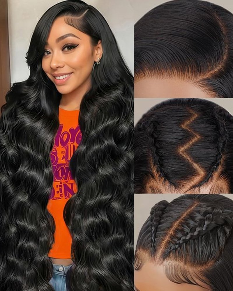 28 Inch 13x6 Body Wave Lace Front Wigs Human Hair 200% Density 12A Real Skinlike HD Lace Black Human Hair Wig Pre Plucked with Baby Hair for Women Soft Last 9-12 Months Suitable for Your Daily Life