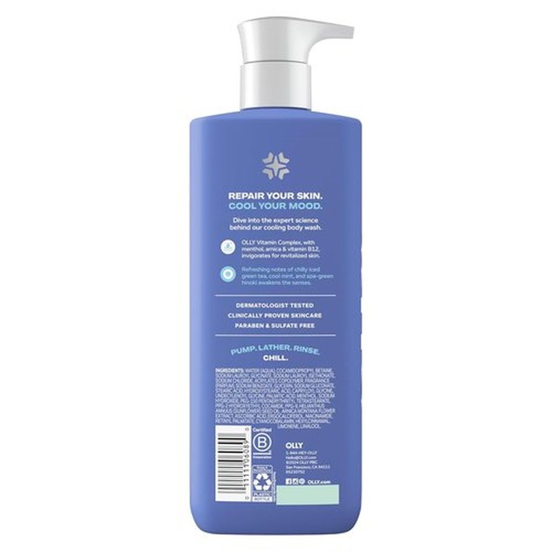 OLLY Body Wash - Cool Mood Formula with Arnica & Vitamin B12 for Hydrated Skin | 17 Fl Oz