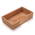 Rattan Napkin Holder Rectangle, 9.5" x 5.5" x 2", Wicker Napkin Tray, Woven Guest Towel Holder for Restaurant/Kitchen/Bathroom Paper Towels for Guests