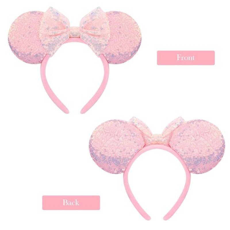 AQOKKA Mouse Ears Headbands with Bow Minnie Ears Cosplay Costume Hair Accessories for Women Birthday Party Decoration