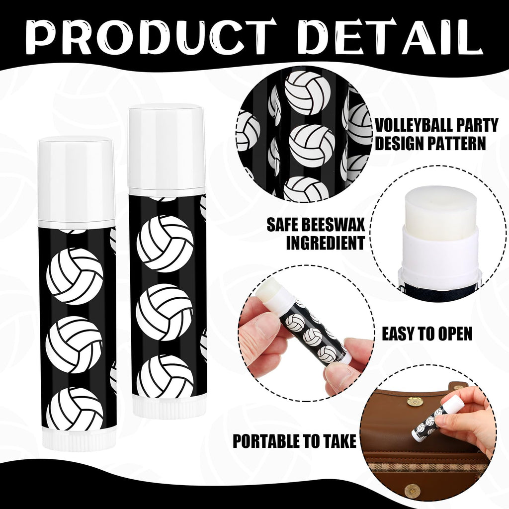Suttmin 24 Pcs Volleyball Lip Balm Volleyball Team Gifts Volleyball Party Favors Volleyball Lip Balm Gift for Volleyball Team Volleyball Party Guest Supplies(Black)