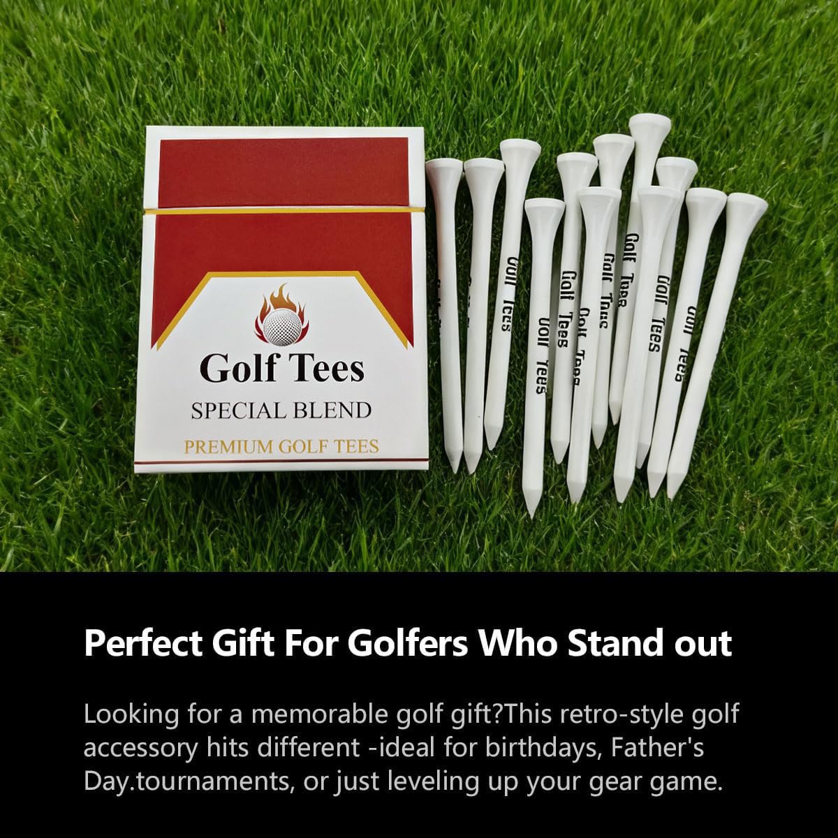 VAGUYGY Premium Bamboo Golf Tees | 83mm (3.25") Wooden Tees | Golf Gifts for Men | Vintage-Style tee Case Golf Accessories for Men | Funny Golf Accessory for Golfers (White, 10 Pack)