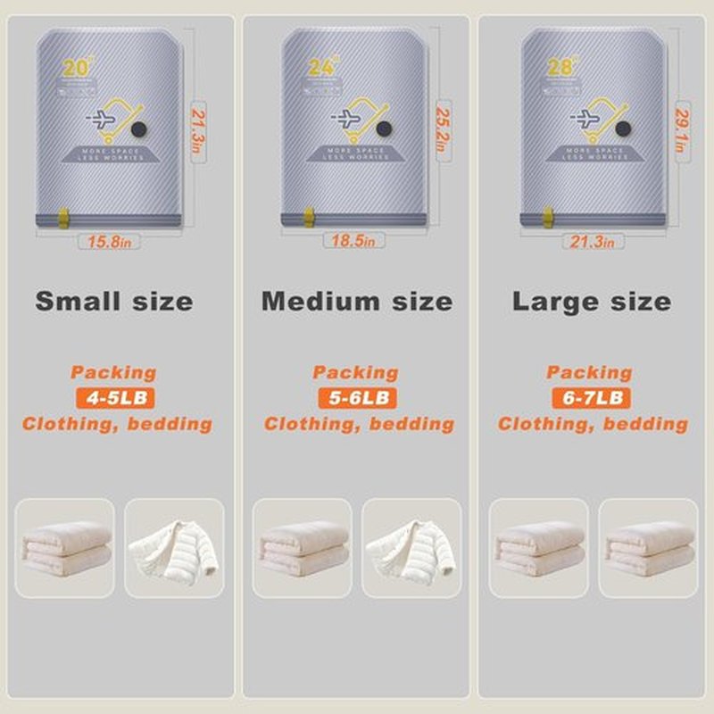 Skiennix 15-Pack Vacuum Bags - Travel Compression Packing Bags with Wireless Pump | Carry-On Size, Space Saver for Clothes
