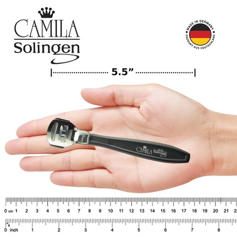 Camila Solingen CS22 5 1/2" Corn Plane Foot Callus Remover, Hard Skin Heel Shaver Pedicure Cutter Kit for Feet and 10 Spare Blades, Pedicure Tools for Healthy Foot Care Made in Solingen Germany