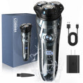 LOBINH Electric Shaver for Men, 100% Washable Rechargeable Electric Razor, Waterproof IPX7 Wet & Dry Shaving with Pop-up Sideburn Trimmer, 1 Hour Fast Charging, 4D Floating Head, LCD Power Indicator