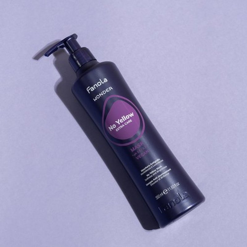 Fanola Wonder No Yellow Purple Hair Mask - Acidic pH Deep Conditioning Hair Mask for Blonde, Bleached & Grey Shades - Intense Violet Pigment Neutralizes Brassy Tones (3.38 Ounce)