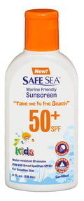 Safe Sea Jellyfish Sting-Blocking Sunscreen for Kids, SPF 50+ Lotion 4oz, Waterproof, Biodegradable, Coral Reef-Safe – Body and Face Sunscreen, Anti-Jellyfish and Sea-Lice sting protection.