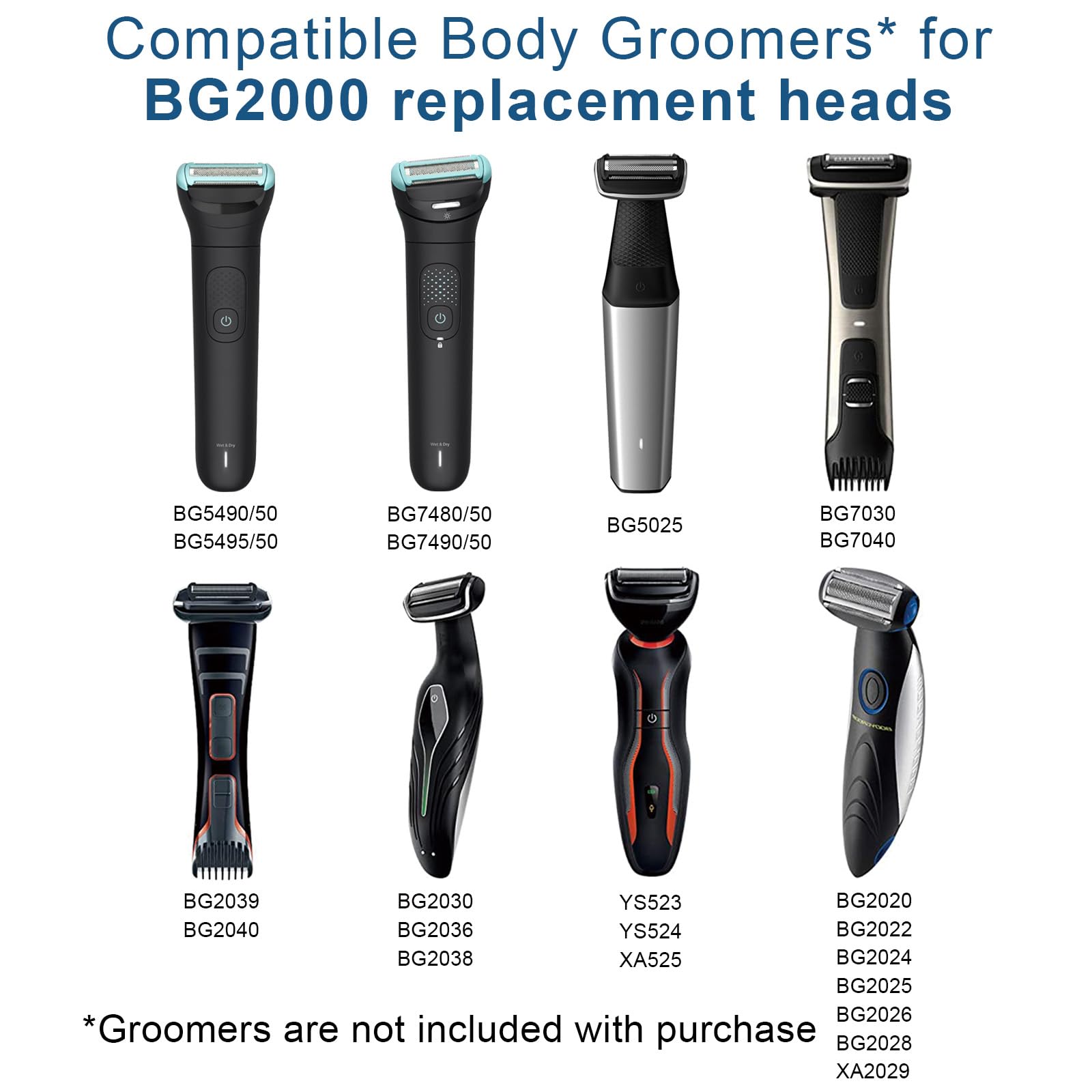 BG5000 Replacement Heads for Philips Norelco Bodygroom Trimmer Foil, Compatible With Philips Norelco BG2000 Replacement Heads, Baldes for BG2000/40 Shaver, 3 Pack