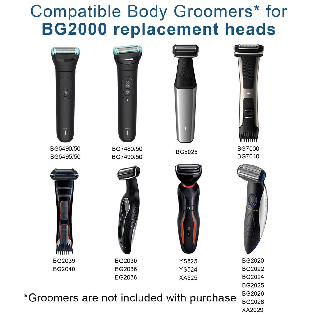 BG2000 Replacement Body Groomer Foil Heads for Philips Norelco, 2-pc Pack