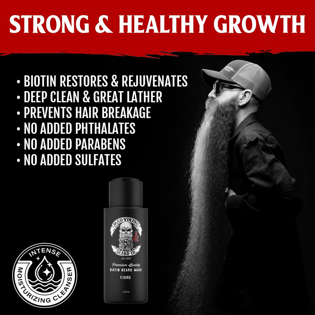 Mad Viking Fjord Biotin Beard Wash for Men 8 oz