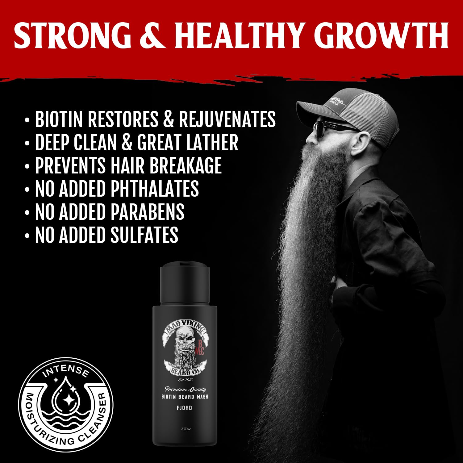 Mad Viking Fjord Biotin Beard Wash for Men 8 oz