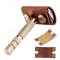 Genuine Cowhide Leather Case for Manual Safety Razor, Double Edge/Butterfly Razor Head Protective Cover, Travel Portable Shaving Razor Accessories (Standard)