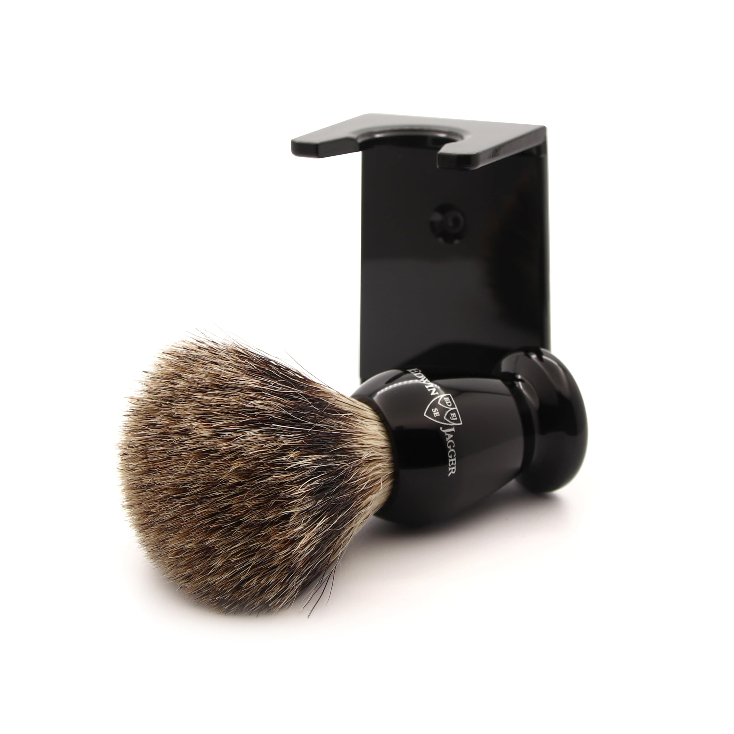 Edwin Jagger Best Badger Shaving Brush with Drip Stand, Imitation Ebony, Medium