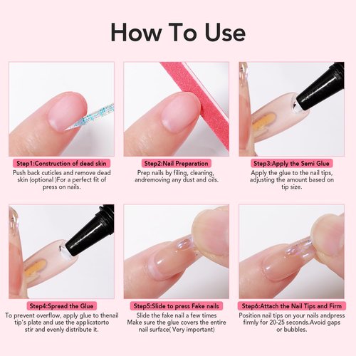 Curvlife 2pcs 10g Semi-Solid Glue Gel and 20ml Pinpoint Glue Remover Kit for Press on Nails, Valentine's Day Gifts Quick Dry No UV Lamp Needed with Gentle Non-Acetone Remover, Fake Nail Tips