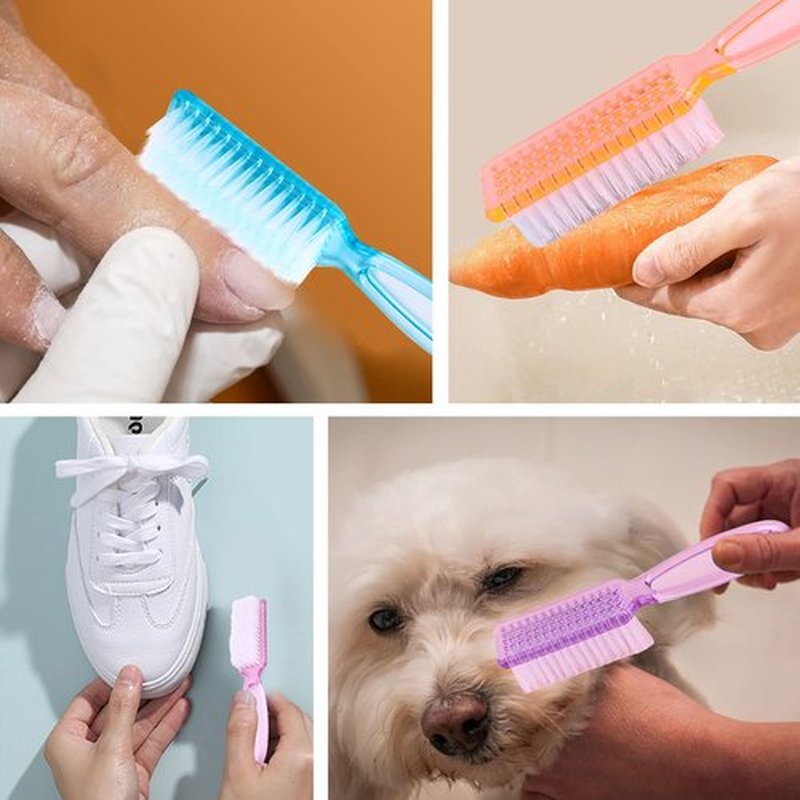 10 Pieces Handle Grip Nail Brush Fingernail Cleaner Pedicure Handle Grip Nail Brushes, Colorful Long Handle Nail Cleaning Brushes Fingernail Scrub Manicure Tool