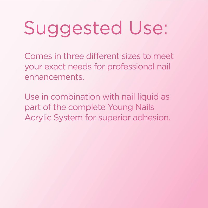 Young Nails Acrylic Core Powder - Professional Self-Leveling Nail Powder in Clear, Nude, and Pink | 660g