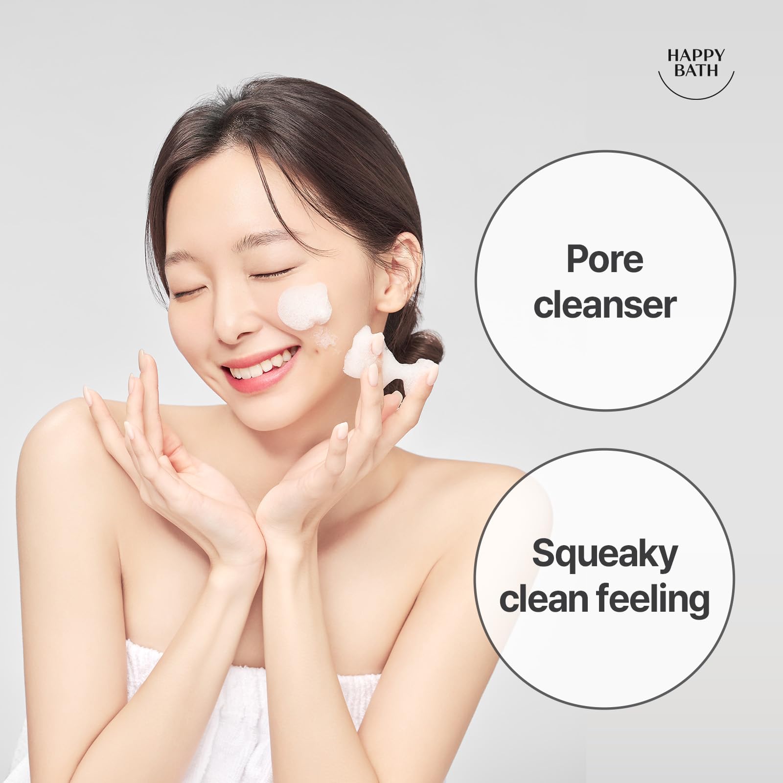 HAPPY BATH White Clay Facial Cleanser, Natural Deep Pore Cleanser, Combination to Oily Skin, Korean Foaming Face Wash, Gentle Formula for Daily Use, 5.29 Fl Oz.