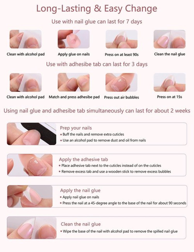 Short Square Press On Nails (Onyx) Reusable Natural Stick On Nails with Glue in 15 Sizes – 32 Soft Gel Fake Nails Kit