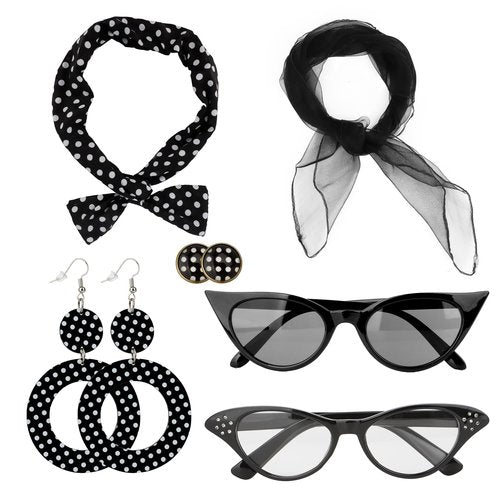 LmashRbaiw 1950s Accessories,50s Outfit for Women,Halloween Accessories for Women,Sexy Halloween Costumes,Cat Eye Glasses,50s Halloween Costumes for Cosplay Party,Hippie Costume