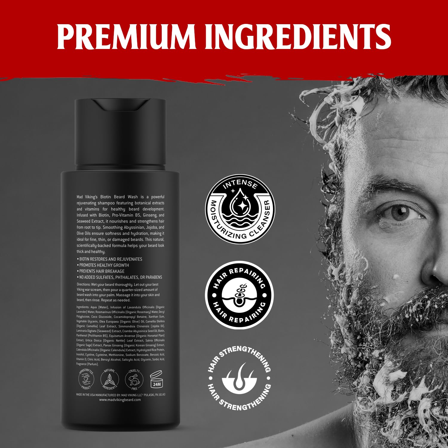 Mad Viking Fjord Biotin Beard Wash for Men 8 oz