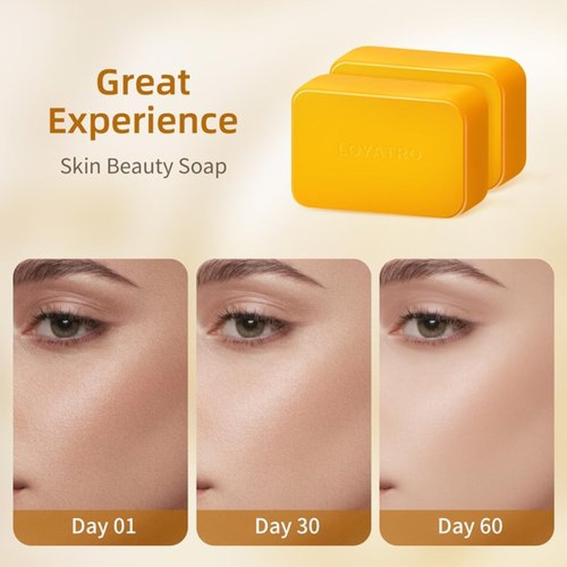 LOYATRO Kojic Acid Turmeric Soap Bar Dark Spots for Face & Body, Deep Cleansing, Gentle Soap Sensitive Skin Formula, All Skin Types 2Pack with Dish